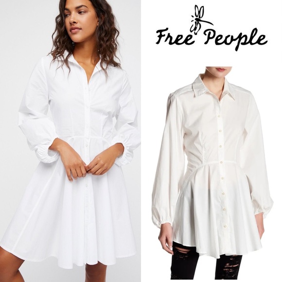 Free People Dresses & Skirts - Free people white All The Time Tunic dress shirt
